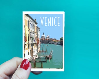 Venice Sticker -  Waterproof Italy travel poster sticker - Retro vintage style - Venice Vinyl travel sticker