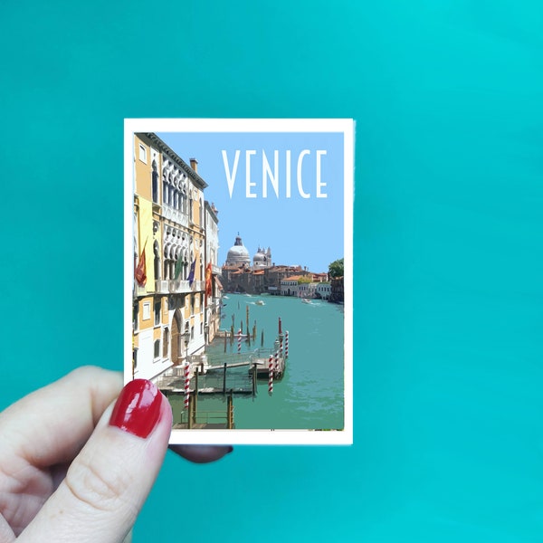 Sticker Venise - Sticker imperméable pour poster de voyage en Italie - Style vintage rétro - Sticker de voyage en vinyle Venise