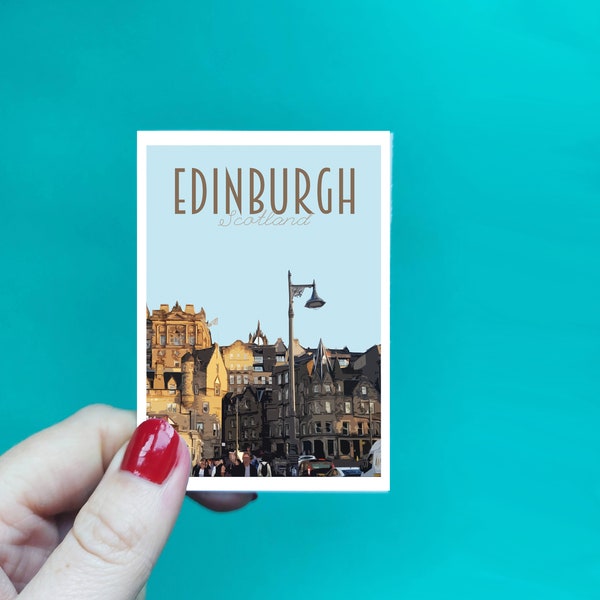 Edinburgh Sticker -  Waterproof Scotland travel poster sticker - Retro vintage style - sticker, Edinburgh Vinyl travel sticker