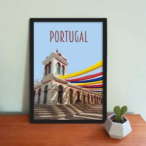 Portugal Travel Poster - Retro vintage style Portugal art print, artwork, homeware, Algarve Portugal Postcard, Portugal travel art print