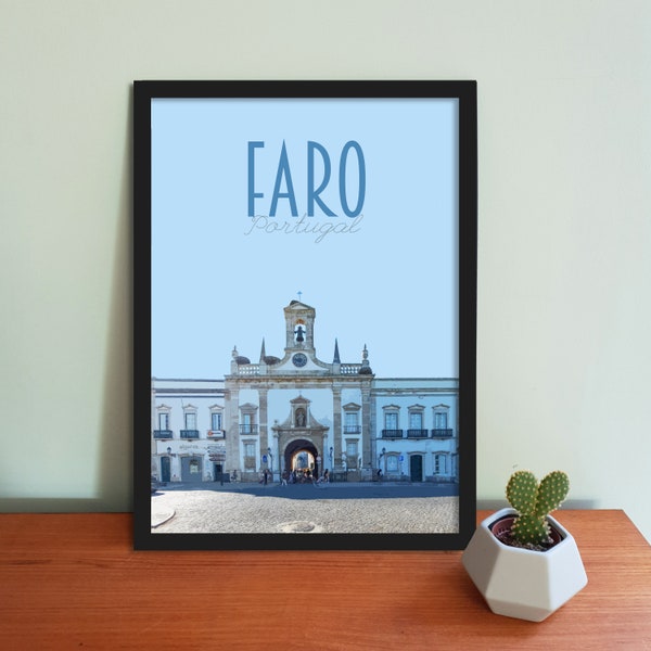 Faro Travel Poster - Retro vintage style Portugal art print, artwork, homeware, Faro Postcard, Algarve, Portugal Travel Art Print