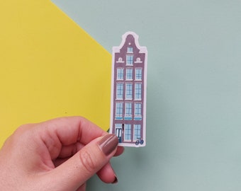 Amsterdam Sticker -  Waterproof Amsterdam Building travel poster sticker - travel sticker, Amsterdam town house