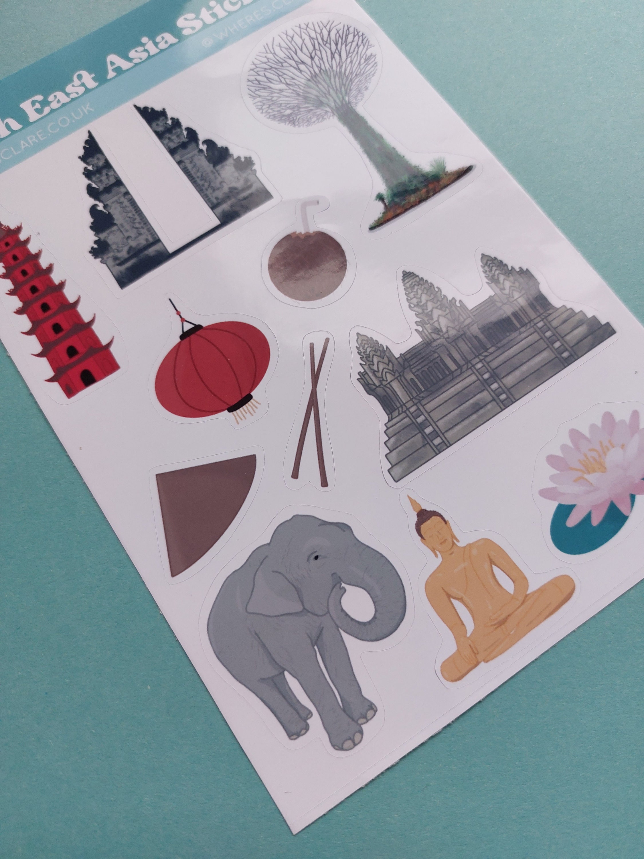Asia Design Sticker South East Asia Sticker Sheet, Vinyl Stickers. Travel Stickers for ...