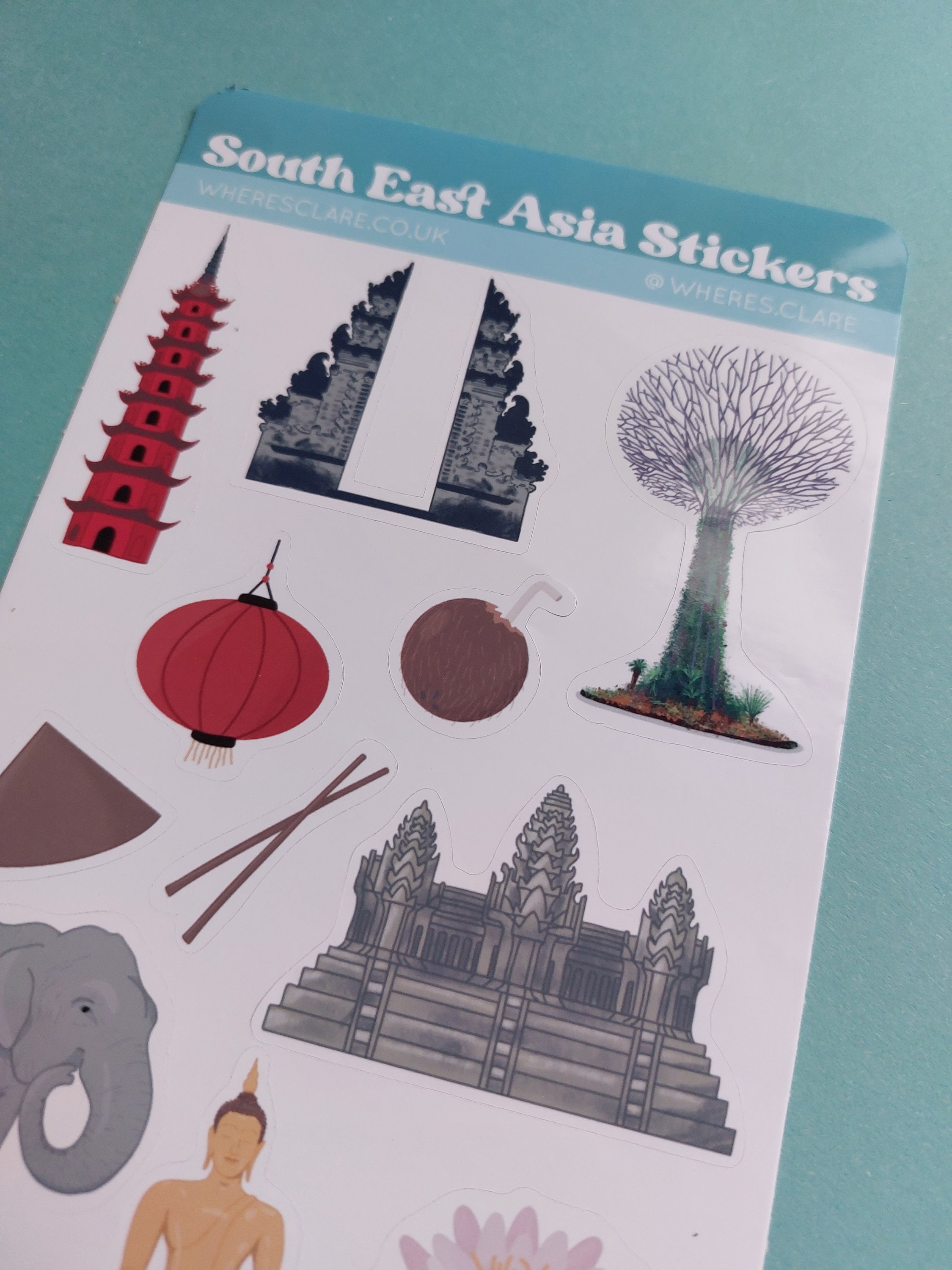 Asia Design Sticker South East Asia Sticker Sheet, Vinyl Stickers. Travel Stickers for ...