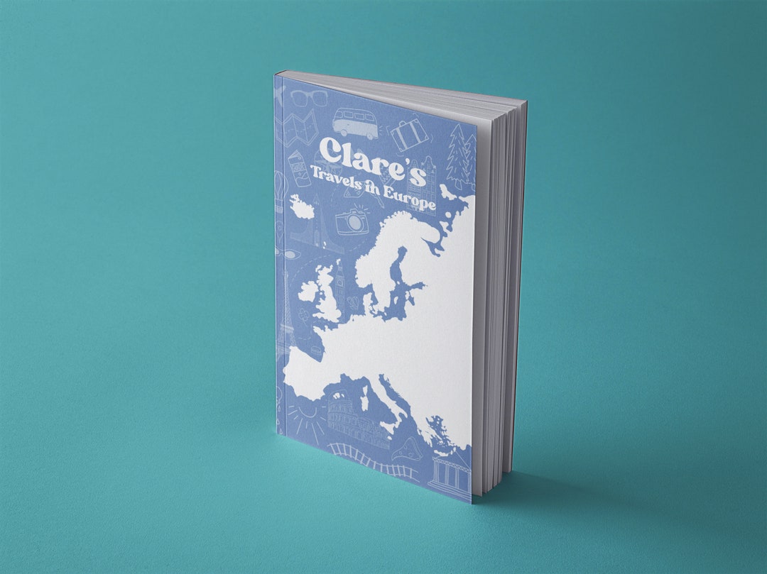 Personalised Europe Travel Journal Notebook. Lined Pages, Includes Trip