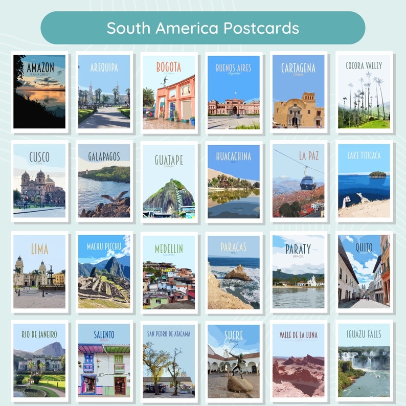 Travel Postcards Pack Retro vintage style cities postcard pack. Athens, Newcastle, Iceland, Edinburgh, Bruges, Malta, Lake Louise More zdjęcie 9