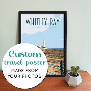 Custom Retro-style Travel Poster - personalised travel print made from your photos - perfect gift for travel lovers
