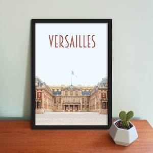 Cartaz de viagem de Versalhes - Impressão de arte de Paris França estilo vintage retrô, arte, artigos para casa, cartão postal de Versalhes, impressão de arte de viagem de Paris