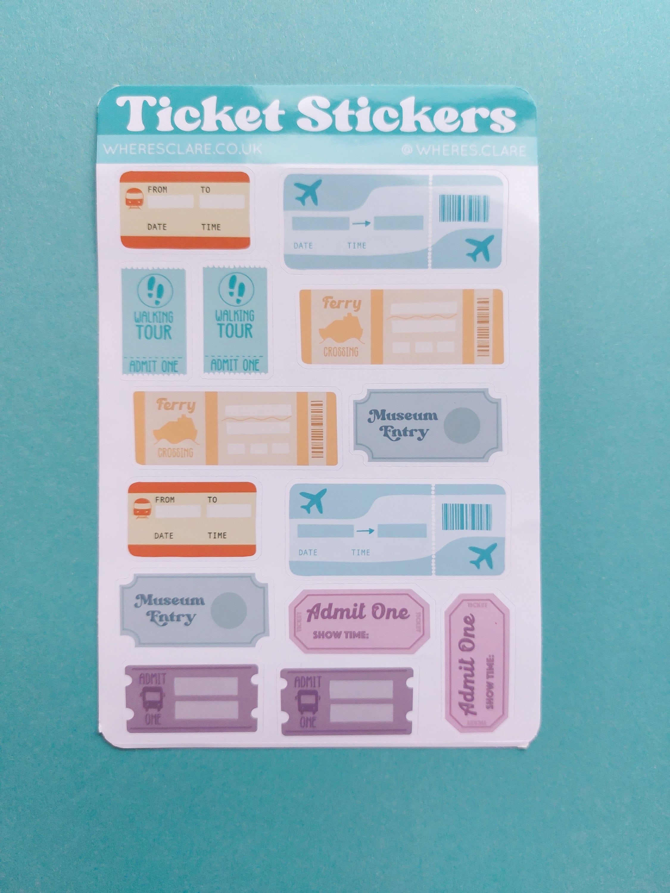 Ticket Stickers, Travel Sticker Sheet. Perfect for Travel Journals ...
