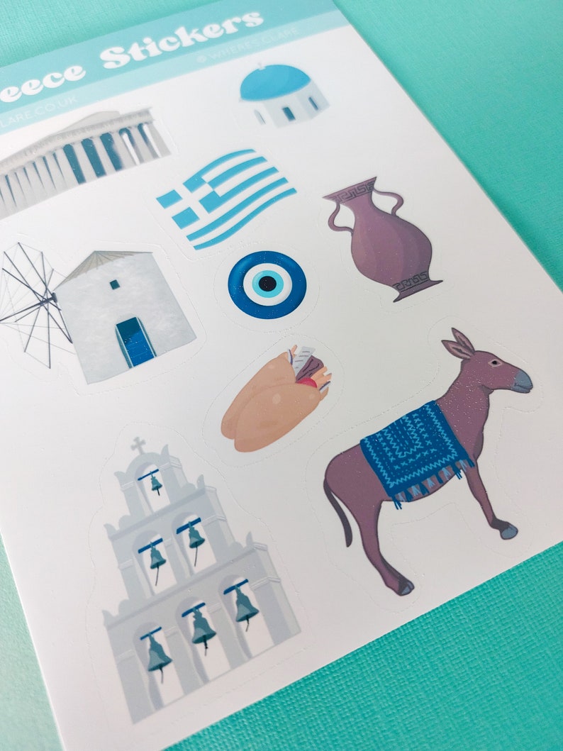 Greece Sticker Sheet, Vinyl Stickers. Travel Stickers for Journals ...