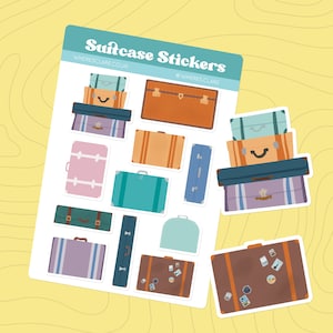 Koffer Aufkleber, Reise-Stickerbogen. Perfekt für Travel Journals, Scrapbooking Aufkleber, Bullet Journals, Planner Aufkleber.
