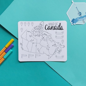Kanada Umriss Aufkleber Ausmalkarte Kanada, Reise, Scrapbook Aufkleber, Landkarte zum Ausmalen Bild 1