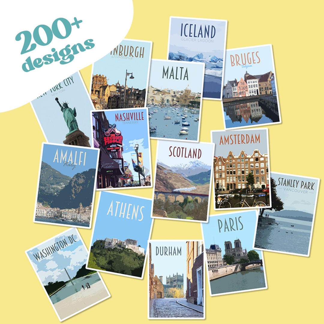 Travel Stickers Pack - Retro Vintage Style - Waterproof Stickers. - Etsy