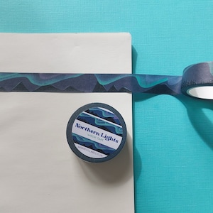 Northern Lights-washitape, 10 meter, paarse washitape, tape met reisthema, afplaktape met patroon, mini-taperol, plakboektape