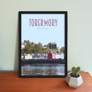 Poster de voyage de Tobermory - Impression d'art écossaise de style rétro vintage, oeuvre d'art, articles ménagers, carte postale de Tobermory, île de Mull