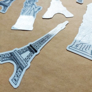 Eiffel Tower Sticker Waterproof transparent outline sticker, travel scrapbook sticker, journal stickers, Paris Sticker image 4