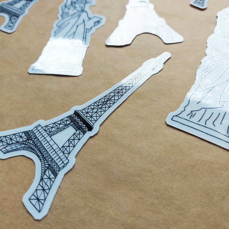 Eiffel Tower Sticker Waterproof transparent outline sticker, travel scrapbook sticker, journal stickers, Paris Sticker image 4