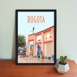 Bogota Travel Poster - Retro vintage style Colombia art print, artwork, homeware, Colombia travel art print