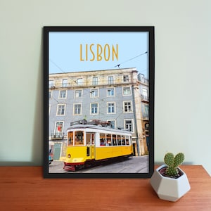 Lisbon Travel Poster - Retro vintage style Portugal art print, artwork, homeware, Lisboa Portugal Postcard, travel art print