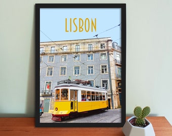 Lisbon Travel Poster - Retro vintage style Portugal art print, artwork, homeware, Lisboa Portugal Postcard, travel art print
