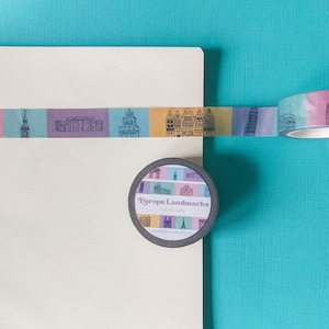 Europa Wahrzeichen Washi Tape, Pastell Washitape, gemustertes Klebeband, Washi Tape, Klebeband für Scrapbooking, Scrapbooking, Scrapbooking