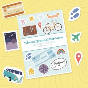 Travel Journal Sticker Bücher mit Pin Stickern, Travel Icons, Wetter Stickern, Tickets, Koffer Stempeln und vielem mehr