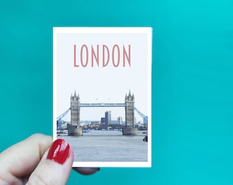 London Sticker -  Waterproof London travel poster sticker - Retro vintage style - England sticker, Vinyl travel sticker