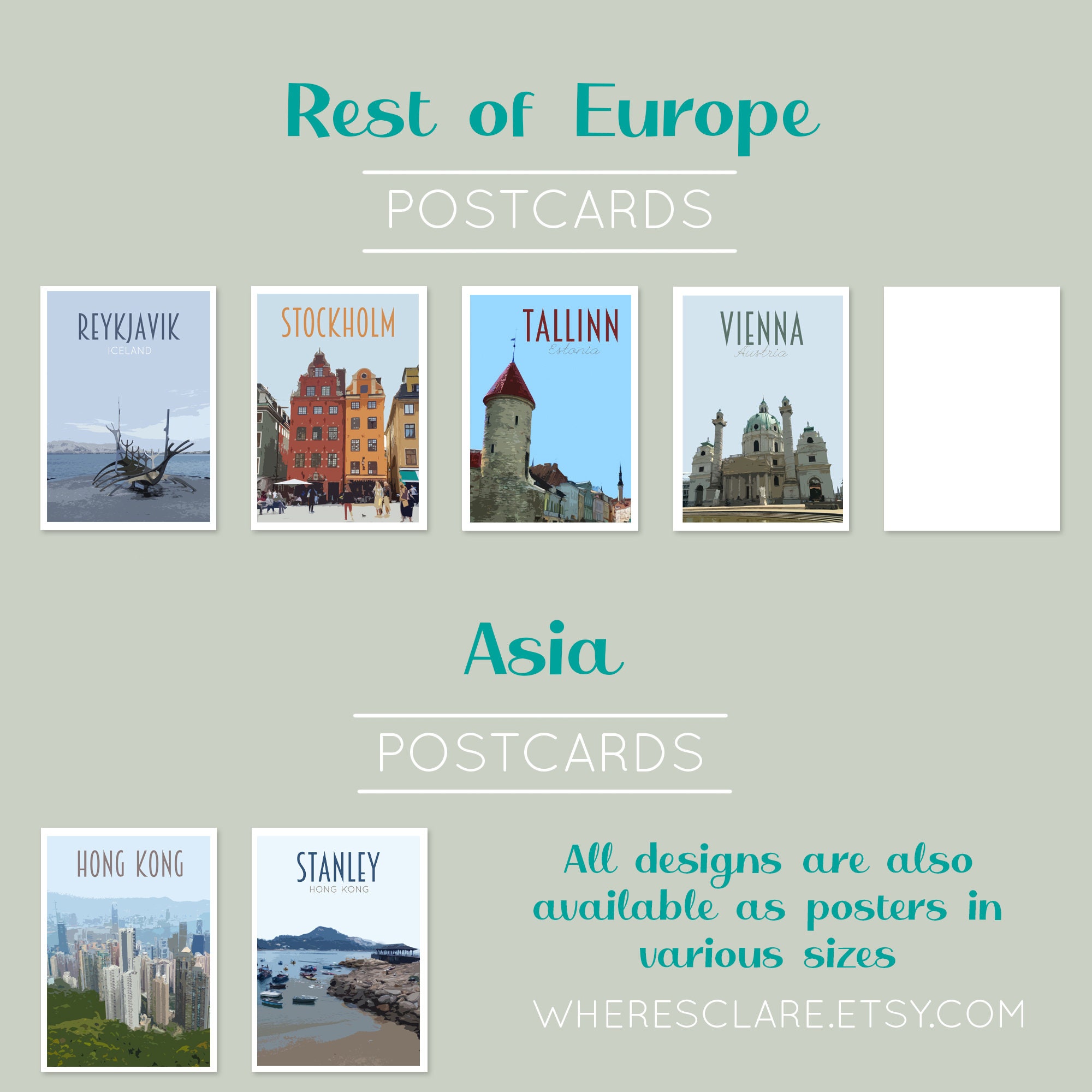 Travel Postcards Pack Retro vintage style cities postcard Etsy