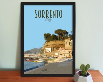 Pôster de viagem de Sorrento, Itália – Impressão artística em estilo retrô