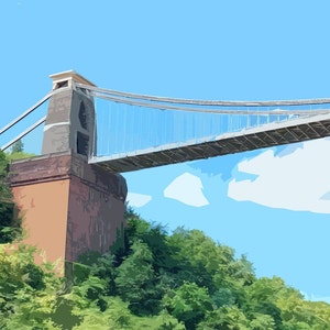 Bristol Travel Poster Retro vintage style UK art print, artwork, homeware, Bristol, England, featuring Clifton Bridge image 2