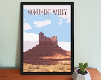 Monument Valley Travel Poster – Retro National Park Art