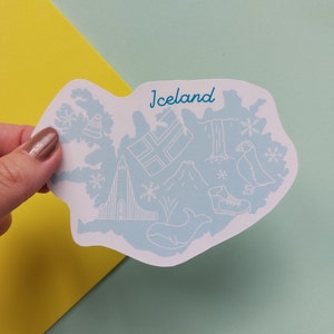 Sticker Islande - Sticker vinyle carte de l'Islande imperméable - Icônes de l'Islande