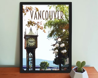 Vancouver Travel Poster, Gastown - Retro vintage style Canada art print, artwork, homeware, Vancity Postcard
