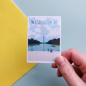 Sticker Washington DC - Sticker imperméable pour poster de voyage aux Etats-Unis - Style rétro vintage - Sticker Washington, Sticker voyage en vinyle