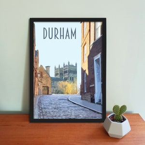 Affiche de voyage de Durham - Impression d'art britannique de style rétro vintage, oeuvre d'art, articles de maison, Durham, Royaume-Uni, Impression d'art de voyage Durham