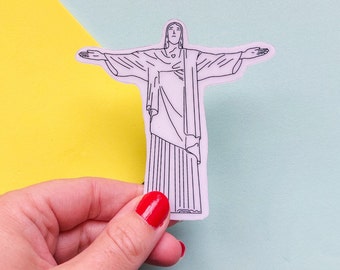 Christ the Redeemer Sticker -  Waterproof transparent outline sticker, travel scrapbook sticker, journal stickers. Rio de Janeiro sticker
