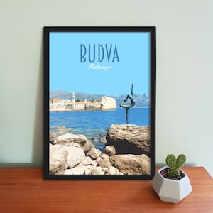 Budva Travel Poster - Retro Vintage-Stil Kroatien Kunstdruck, Kunstwerk, Haushaltsware, Budva-Postkarte, Kroatien-Reisedruck