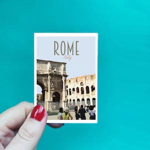 Rome Sticker -  Waterproof Italy travel poster sticker - Retro vintage style - Rome Colosseum, Vinyl travel sticker