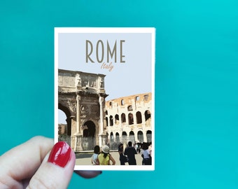 Rome Sticker -  Waterproof Italy travel poster sticker - Retro vintage style - Rome Colosseum, Vinyl travel sticker