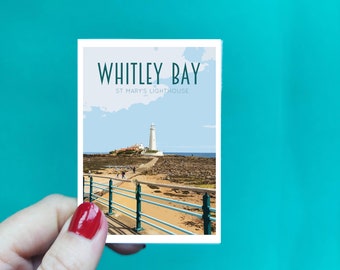 Whitley Bay Sticker -  Waterproof Whitley Bay travel poster sticker - Retro vintage style - Newcastle sticker, Vinyl travel sticker