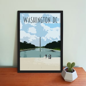 Poster di viaggio di Washington DC - Stampa artistica di Washington DC in stile retrò vintage, opera d'arte, articoli per la casa, cartolina degli Stati Uniti