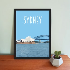 Sydney Travel Poster - Retro vintage style Australia art print, artwork, homeware, Sydney New South Wales travel art print