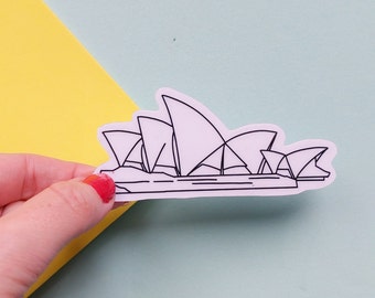 Sydney Opera House Sticker -  Waterproof transparent outline sticker, travel scrapbook sticker, journal stickers. Sydney Australia