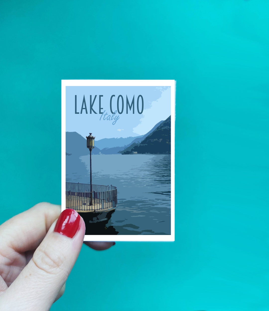 Sticker Como Jodes Lake Como Sticker - Waterproof Italy Travel Poster Sticker - Retro ...
