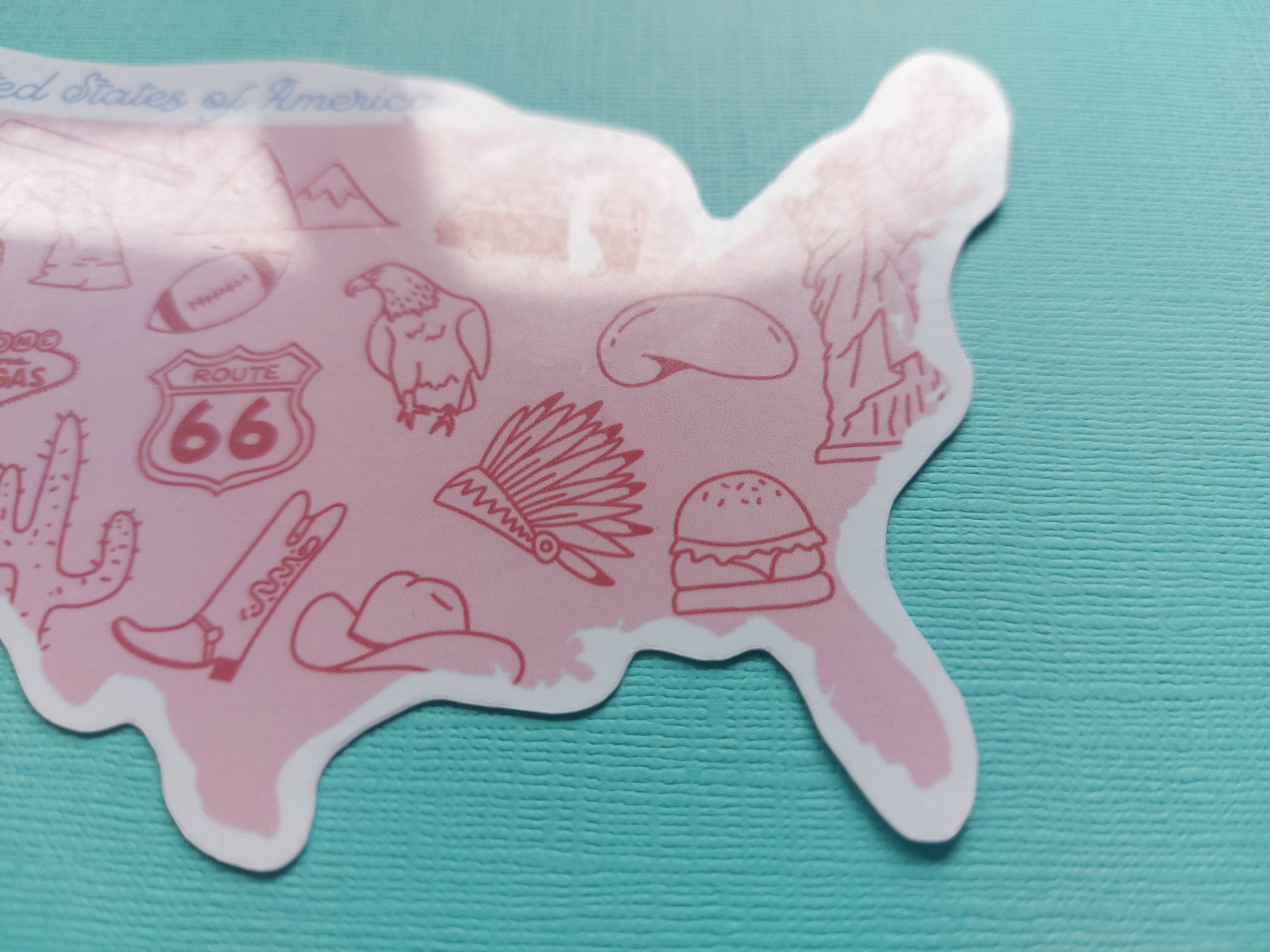 USA Sticker - Waterproof USA Map Sticker - Country Outline With Icons ...