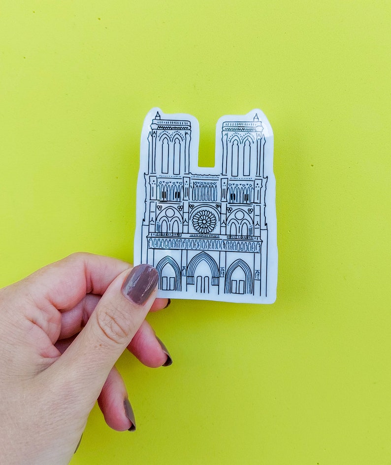 Parijs Stickers Waterdichte transparante omtreksticker, stickers van de Eiffeltoren, Notre Dame en Arc De Triomphe, voor plakboeken en tijdschriften afbeelding 5