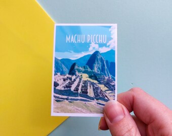 Sticker Machu Picchu - waterdichte sticker reisposter Peru - retro vintage stijl - sticker Cuzco, Vinyl reissticker