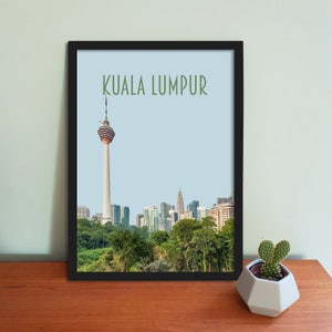 Kuala Lumpur Travel Poster - Retro vintage style Malaysia art print, artwork, homeware, KL travel art print