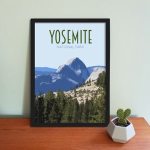 Yosemite Poster - Retro, Vintage Style Yosemite National Park, Kalifornien Kunstdruck, Kunstwerk, Postkarte, Reisekunstdruck, Reisedruck