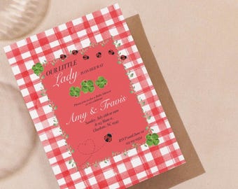 Our little lady Baby Shower Invitation | ladybug Theme (Digital Download 5x7" PDF & JPG)
